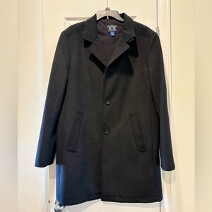 JOE Joseph Abboud Men's Black Wool Blend Car Coat Overcoat - Size Large - EUC